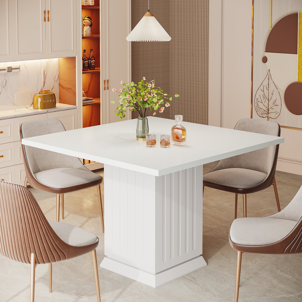 Vierkante Eettafel - Keukentafel - Eetkamertafel - 4 personen - Wit