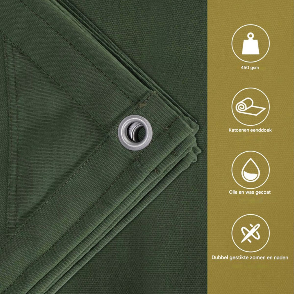 Dekzeil 300x300cm - Waterdicht - Voor Luifel, Tent, Auto, Boot & Dak - Zwaar - Camping & bescherming - Groen