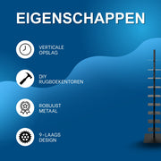 Boekentoren - Zwart - Boekenrek voor thuis, kantoor of woonkamer - 9 lagen - 170cm