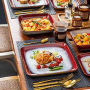Celestial Dinerborden – Ontbijtborden – 4 persoons – 16 delig – Rood Keramisch – Eetborden – Luxe design