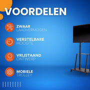 TV statief verrijdbaar - Ook Verticaal - Voor 32-80" inch - vloerstandaard universeel - In hoogte Verstelbare Standaard - Zwart - Tot 65KG