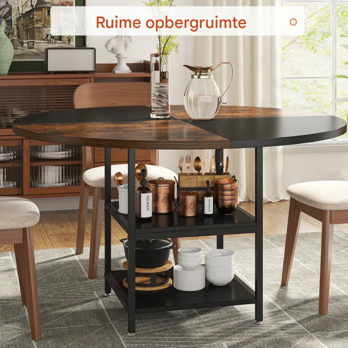 Ronde Eettafel - Keukentafel - Eetkamertafel - 4 personen - Hout Bruin - 120cm