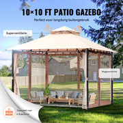 Opvouwbaar paviljoen - Feesttent - Luxe tent - 330x330x316 cm - Beige