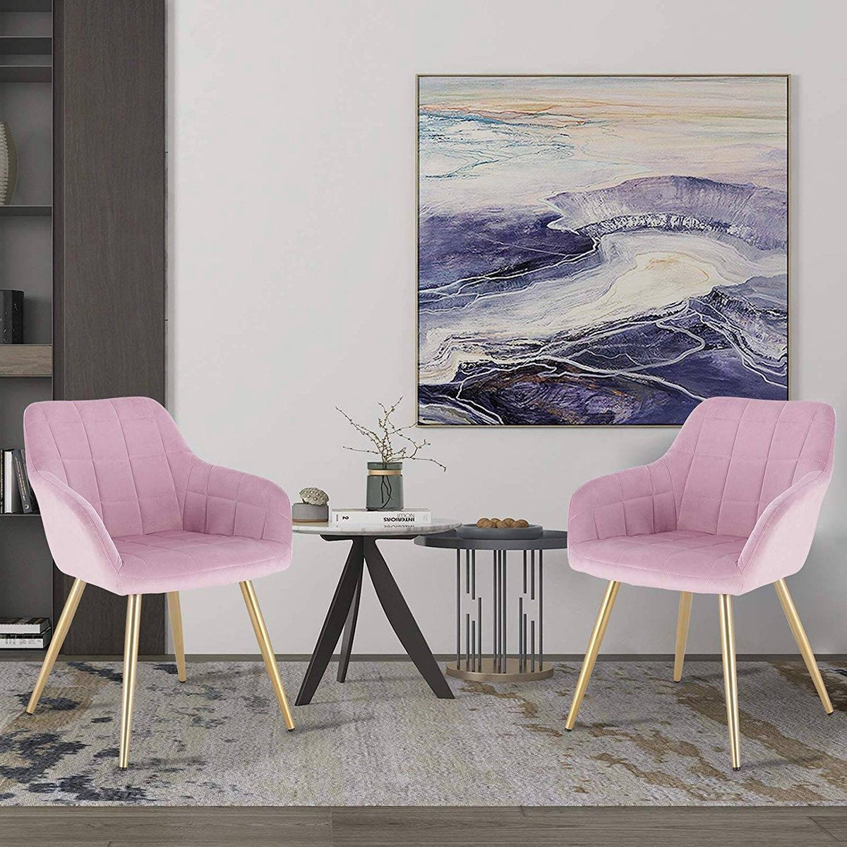 Happyment Stoel Divine - Eetkamerstoel - Roze Velvet - Gouden Metalen poten - set van 1 - Zithoogte 47cm - deluxe