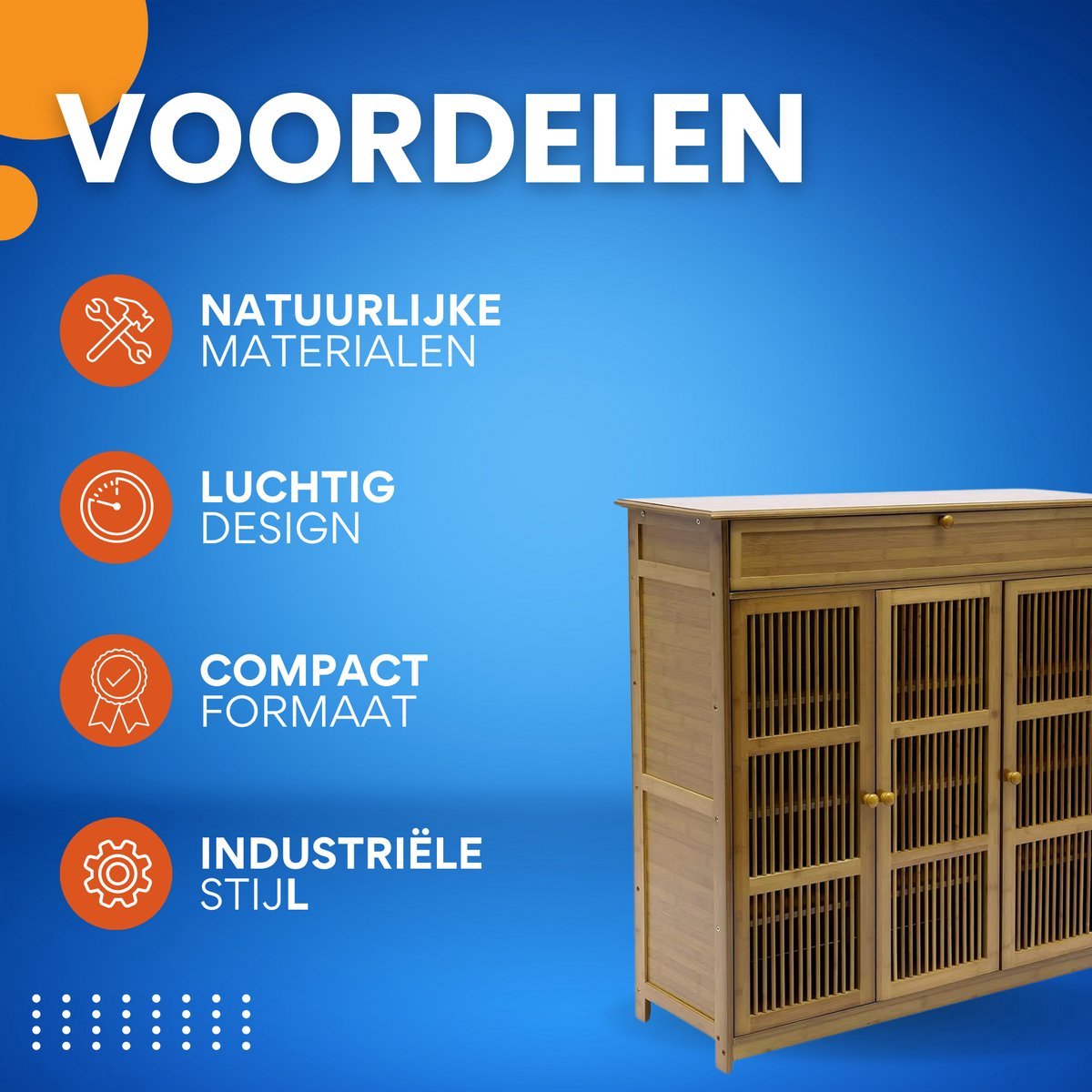 XXL Vintage schoenenkast Tavien - Schoenenrek - 20 paar - Voor Entree - Met deuren