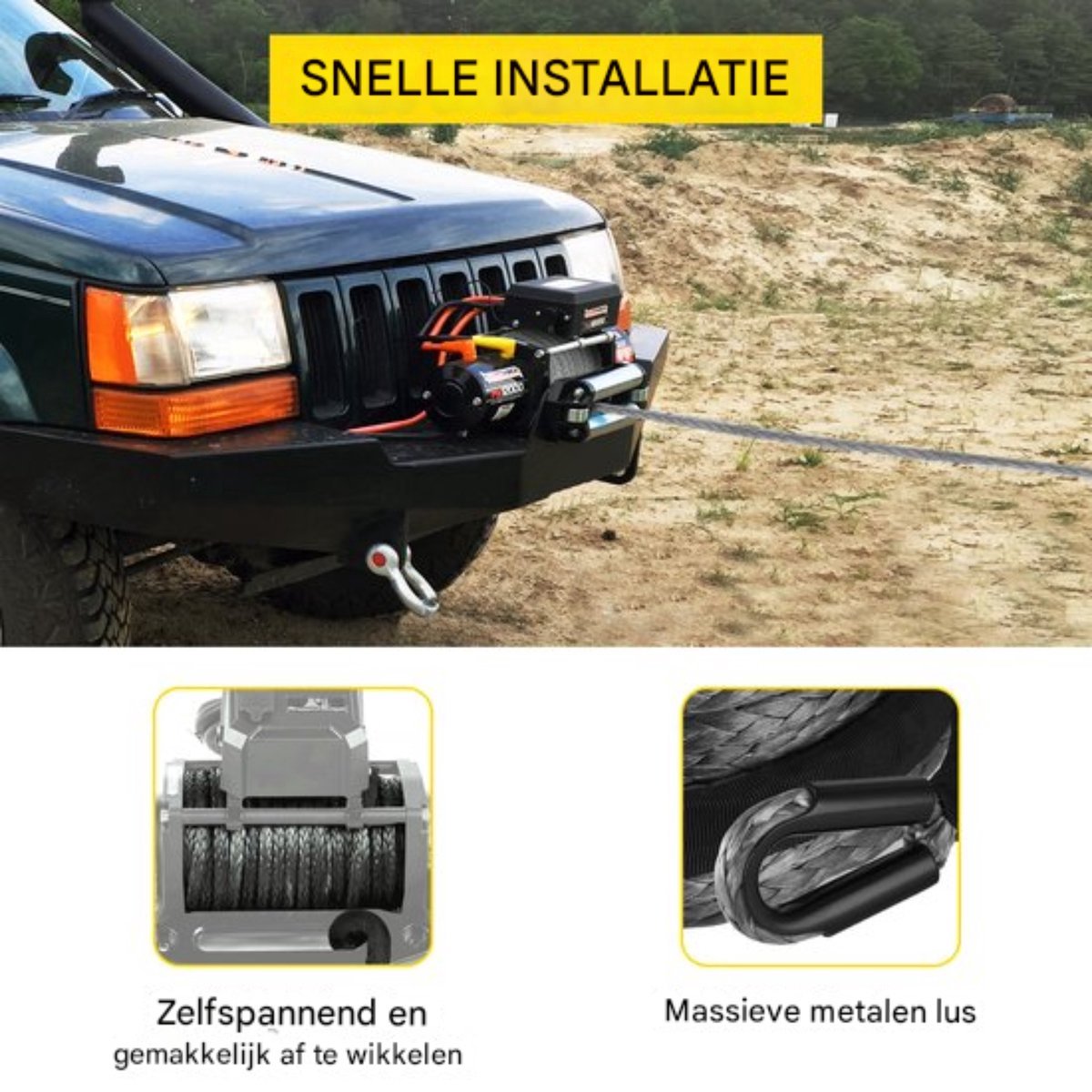 Synthetische Lier Touw - 29 Meter - Sterkte 9.3Ton / 20500Lbs - Geschikt Voor 9,5mm
