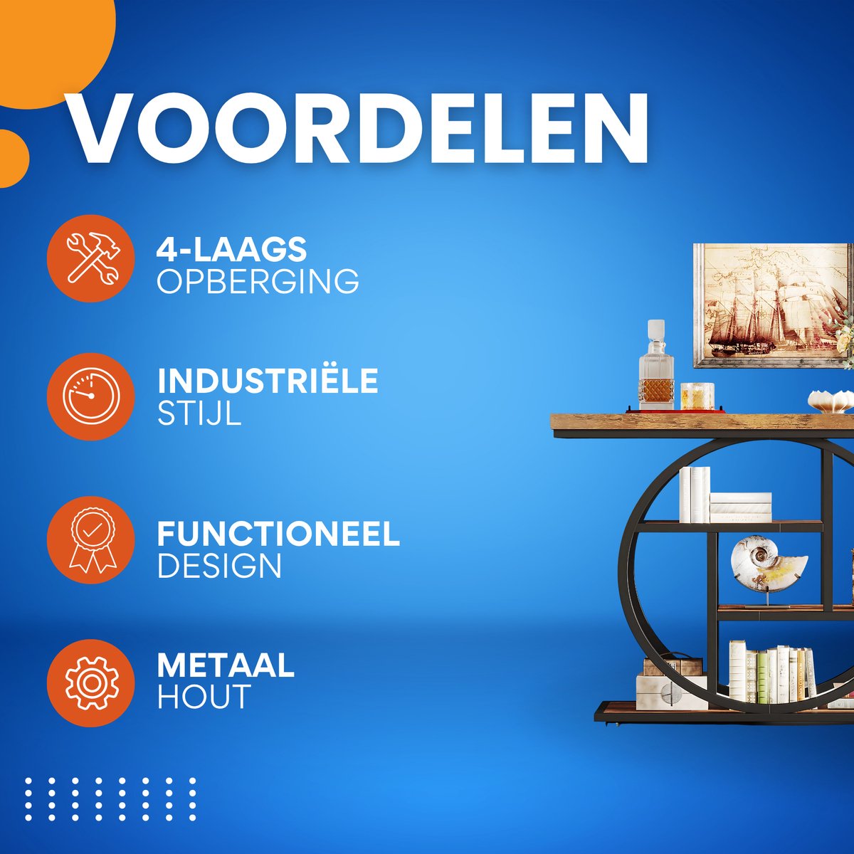 Consoletafel Novio - Sidetafel - Wandtafel - Haltafel - Grijs - Voor Hal of woonkamer of Gang - 105x30x80 cm