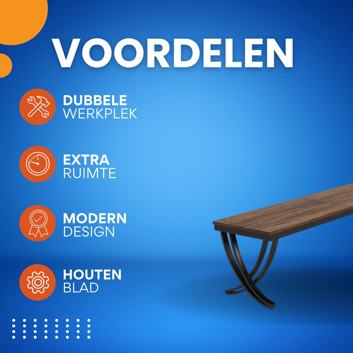 Dubbel computerbureau - Bruin - 200cm bureau - X-poot - Voor 6 personen - Voor volwassenen