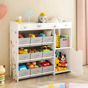 Speelgoedopbergkast – Kinderspeelkamer - Kinderboekenkast – Voor kinderen in kinder- of speelkamer – 9 opbergruimtes voor speelgoed en boeken – Hout, wit