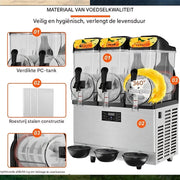 Slushy Machine - slush puppy maker- Ijsmachine- 1100W - RVS Smoothiemaker - Frozen Drink Maker 36L