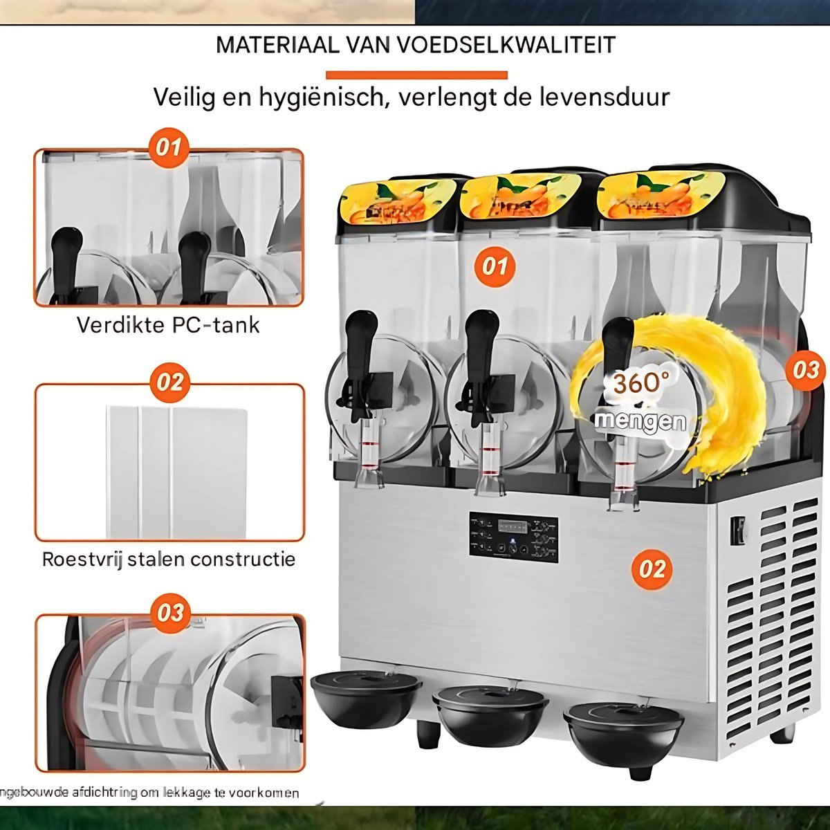 Slushy Machine - slush puppy maker- Ijsmachine- 1100W - RVS Smoothiemaker - Frozen Drink Maker 36L