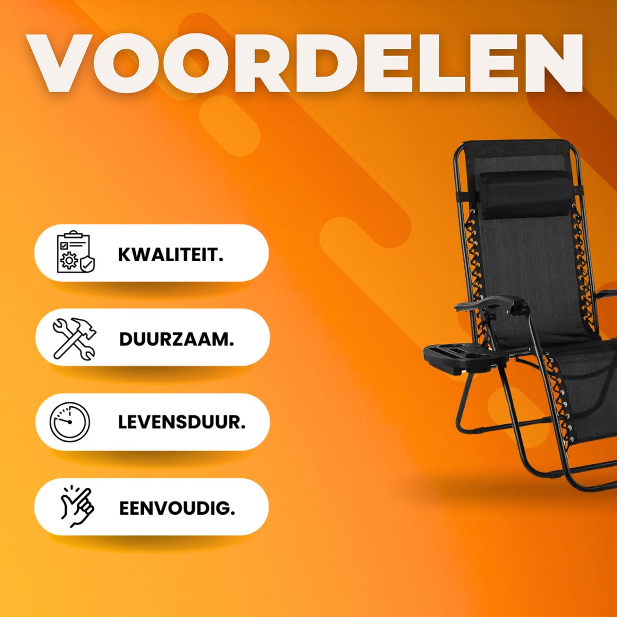 Opvouwbare stoel verstelbare stalen gaas - Zero Gravity lounge stoel - Fauteuils met kussens en bekerhouder - Zwart - 2 Stuks