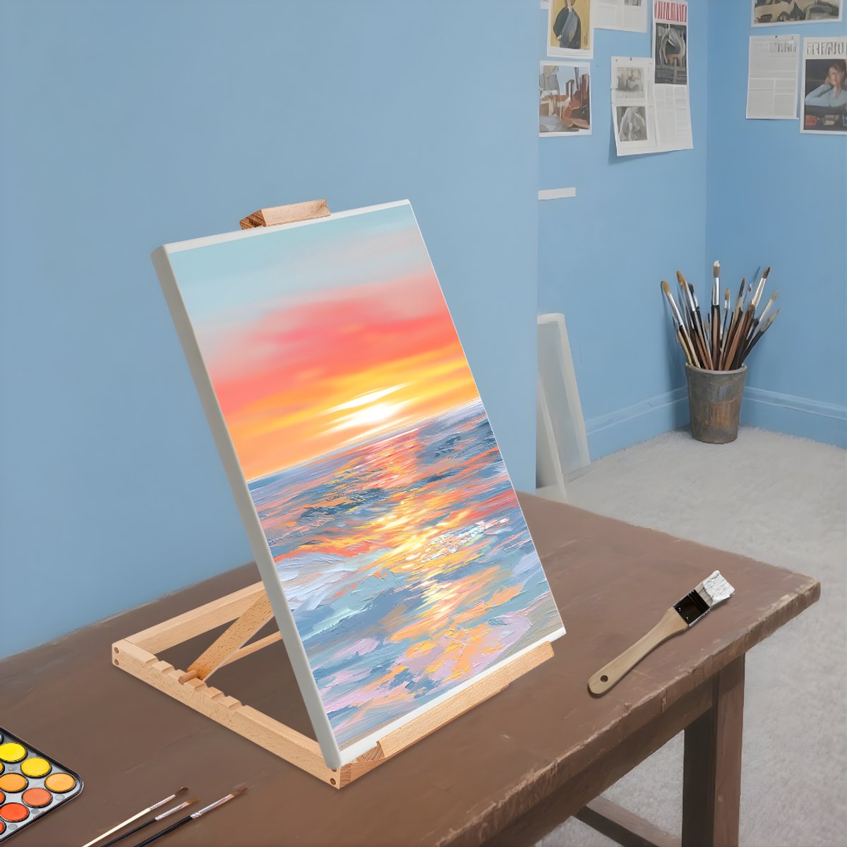 Schildersezel- Voor Kunstenaars / Schilderen - Verstelbare Tafel- en Canvas-Easel met Lade - Beukenhout