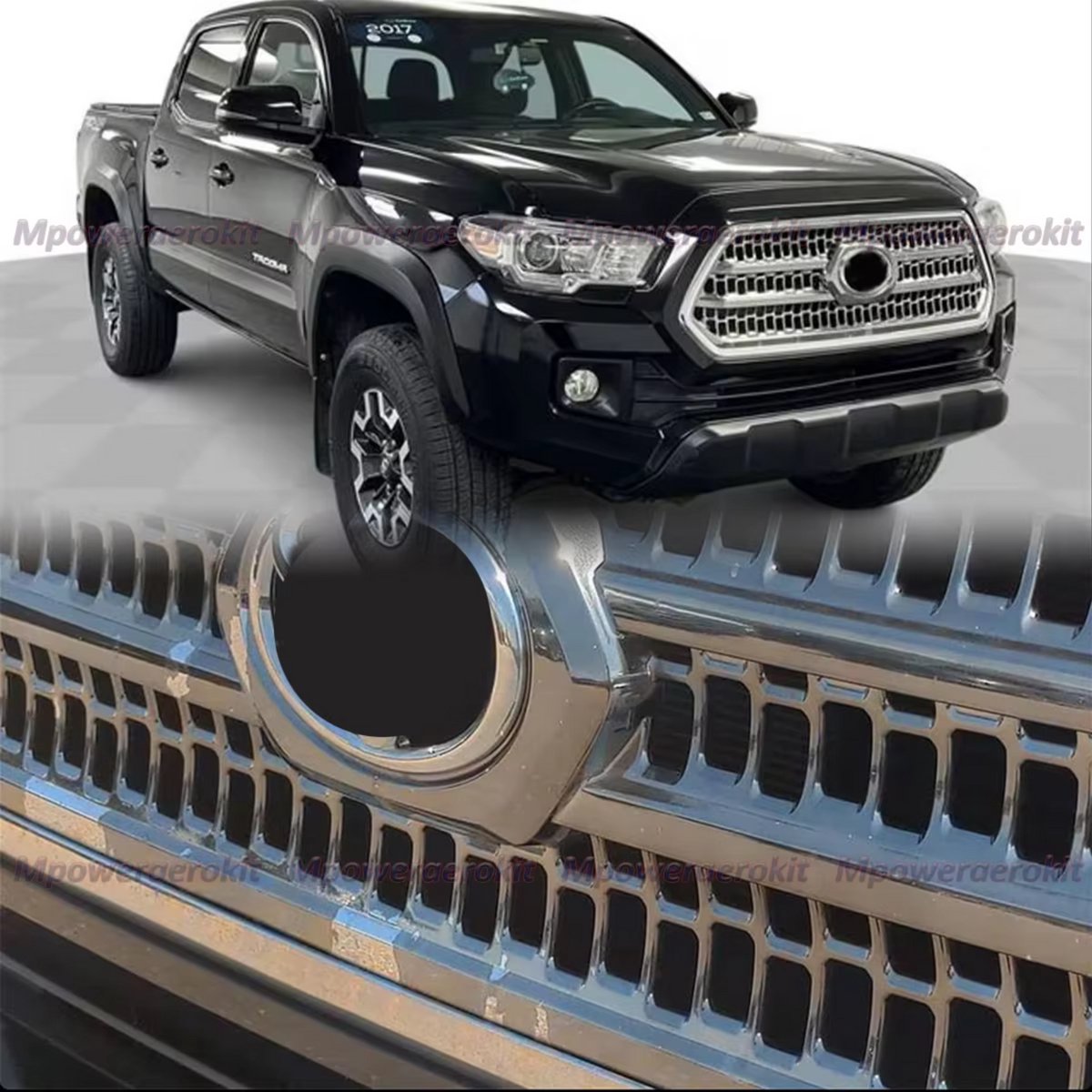 Voorbumper - Voor Toyota Tacoma 2016-2023 - Auto accessoires - Voorgrille - TRD stijl - Chroom/Zwart
