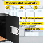 Happyment Kluis Brandwerend - Kluisje Met Cijferslot - Kluisje - Kluisjes Met Sleutel - Geldkluis - Elektronisch - Zwart - 42L