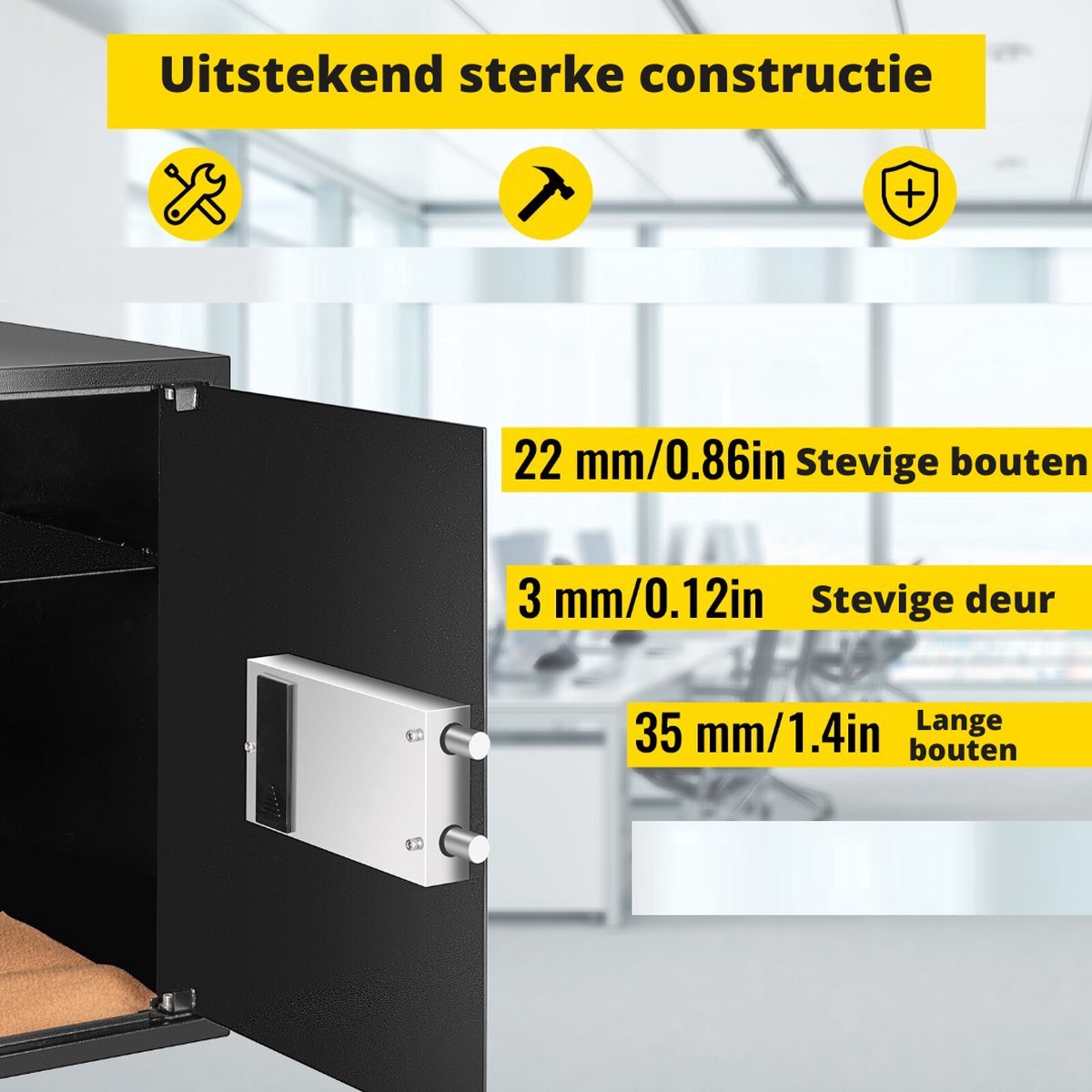 Happyment Kluis Brandwerend - Kluisje Met Cijferslot - Kluisje - Kluisjes Met Sleutel - Geldkluis - Elektronisch - Zwart - 42L