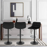 Velvet Barkrukken - Zwart - Verstelbaar - Met rugleuning - Zithoogte 59-81cm - Set van 2