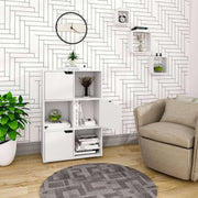 Happyment Boekenkast Nida - 6 Vakken - Wit - 3 Deuren - Boekenrek - Woonkamer, slaapkamer en kinderkamer - Hout - 59.7x29.7x91cm