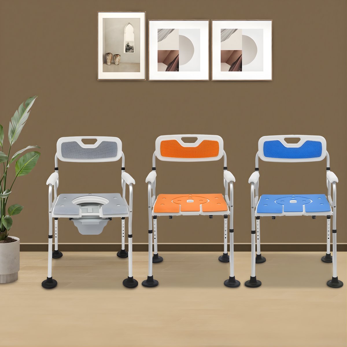 Toiletstoel - Postoel – Voor Thuisgebruik Ouderen & Gehandicapten – Oranje