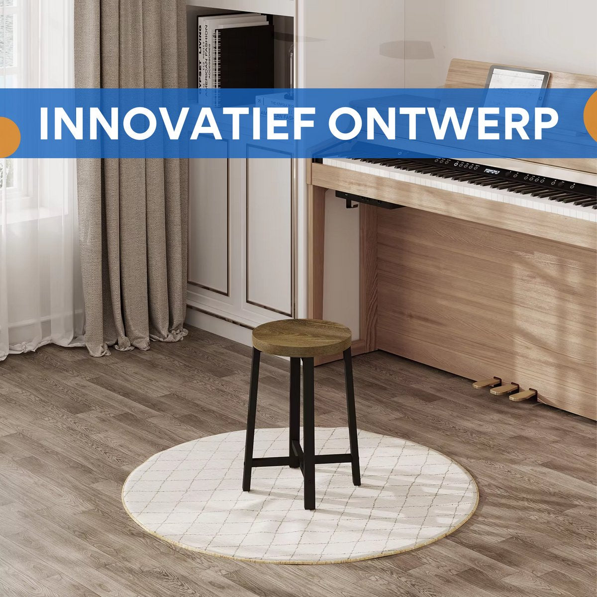 Eetkamerkrukken Vintaro - Set Stoelen - Industriële Stijl - Metalen Poten - Voor Eetkamer, Keuken, Restaurant & Café