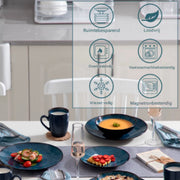 Opulent Bordenset – 4 persoons – 16 delig – Blauw Keramisch – Serviesset – Kleine Borden