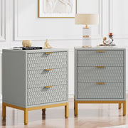 Modern nachtkastje - Voor Slaapkamer - 65cm hoog - 3 lades - Grijs