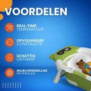 Babybadje Vortex - Groen - Temperatuurweergave - Baby bad met standaard - Zitbad - Kinderbad - Opvouwbaar