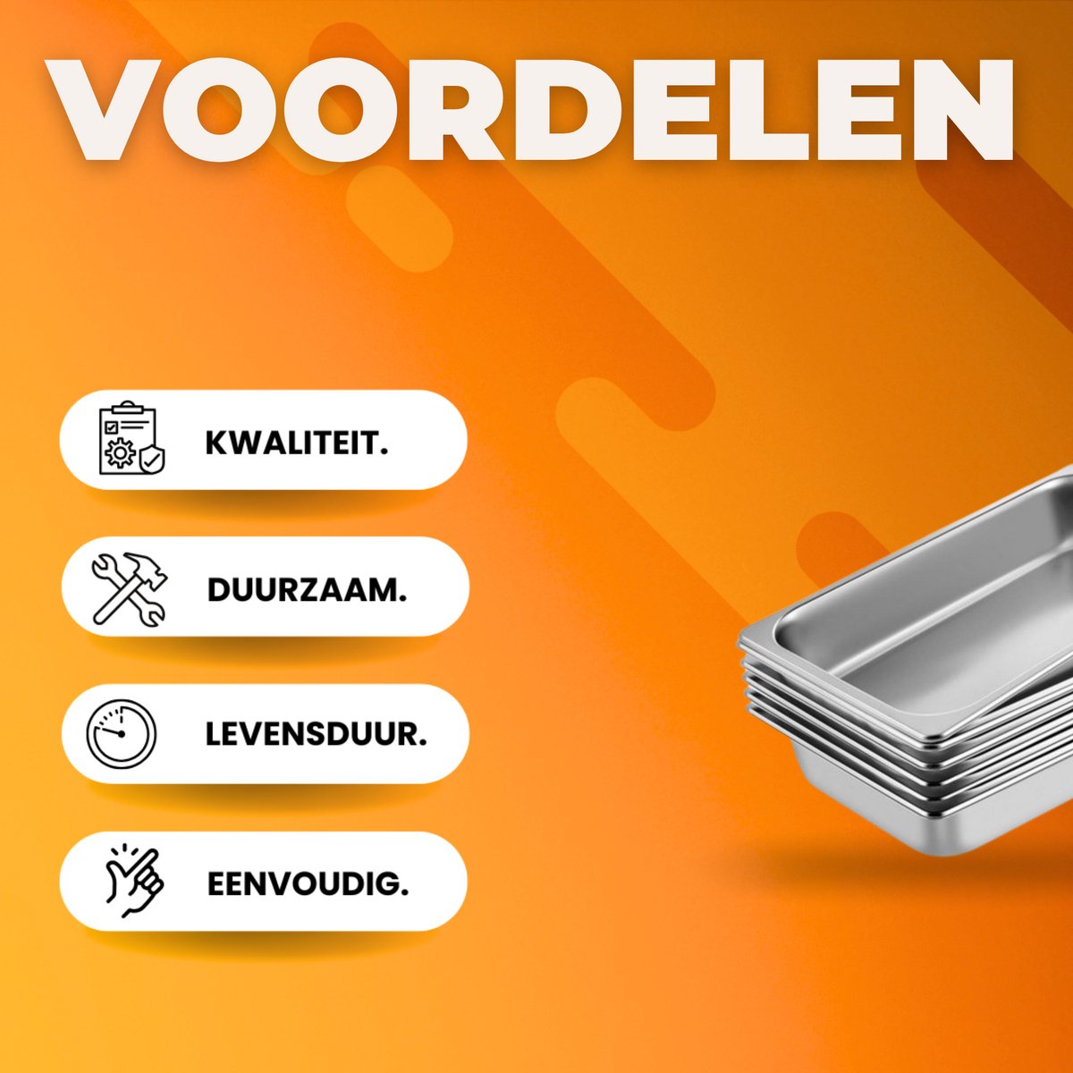 Warmhoudbakken 6 stuks - 13L - Voedselverwarmer - Luxe Stoomtafelpan - Roestvrij Staal - Chafing dish - voor Buffetwarmer - Warmhoudschalen