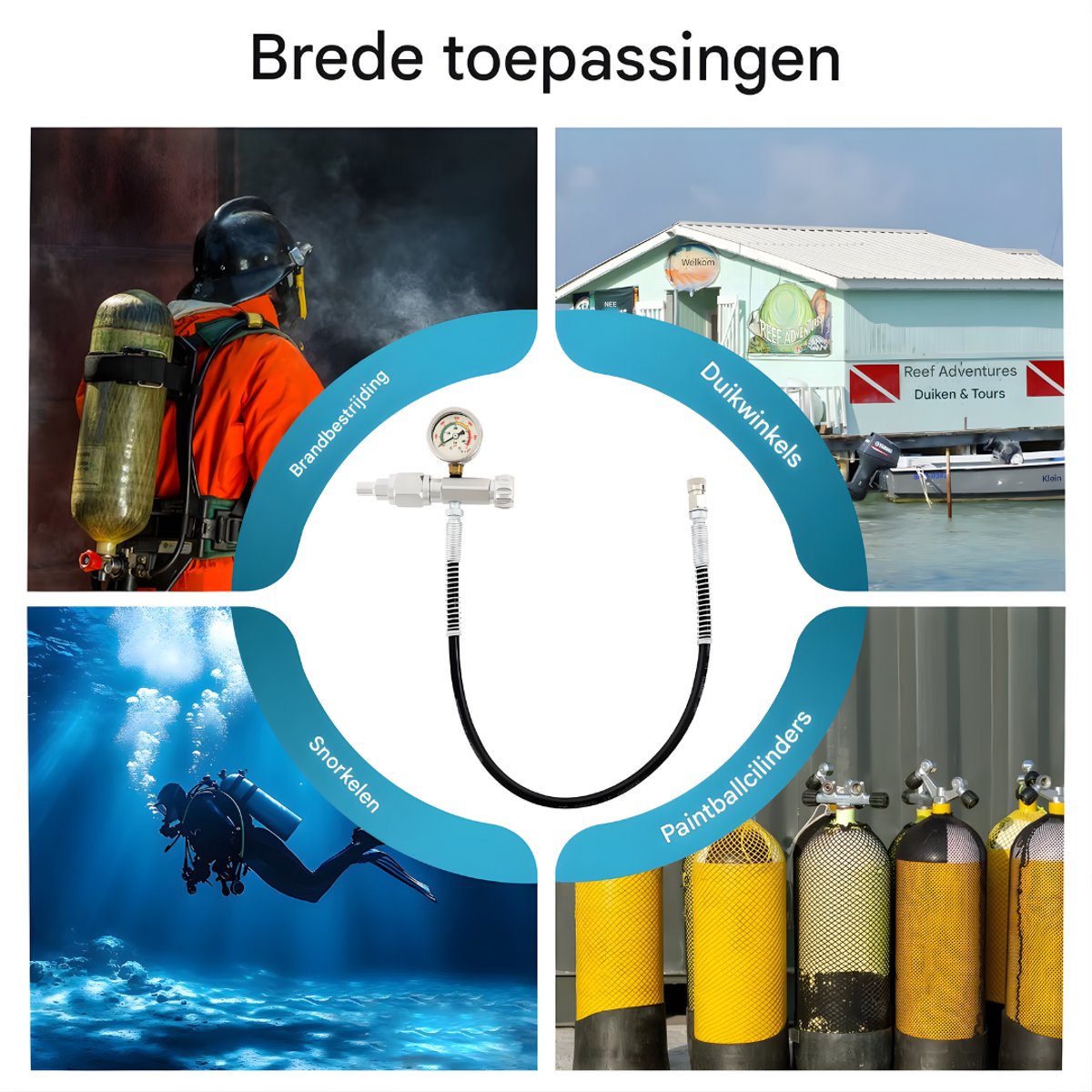 Luchtbijvuladapter – Voor dompelbare gasflessen en luchtcilinders – Navul- en oplaadadapter