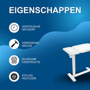 Laptoptafel - Bijzettafel - Bedtafel - Banktafel- Voor gebruik aan bed of kantoor - Verstelbaar - Wit