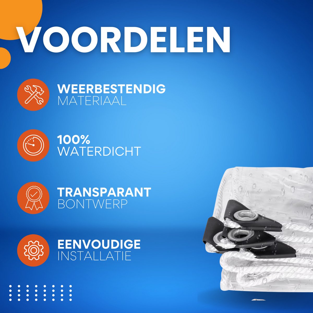 Transparant PVC-zeildoek - Waterdicht - Met oogjes - Weerbestendig - Zeil voor tuinmeubels of veranda - 300x300cm