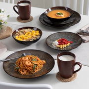 Luminous Serviesset – Dinerborden – 4 persoons – Bruin 16 delig – Keramisch – Breakfast Plates – Uniek servies