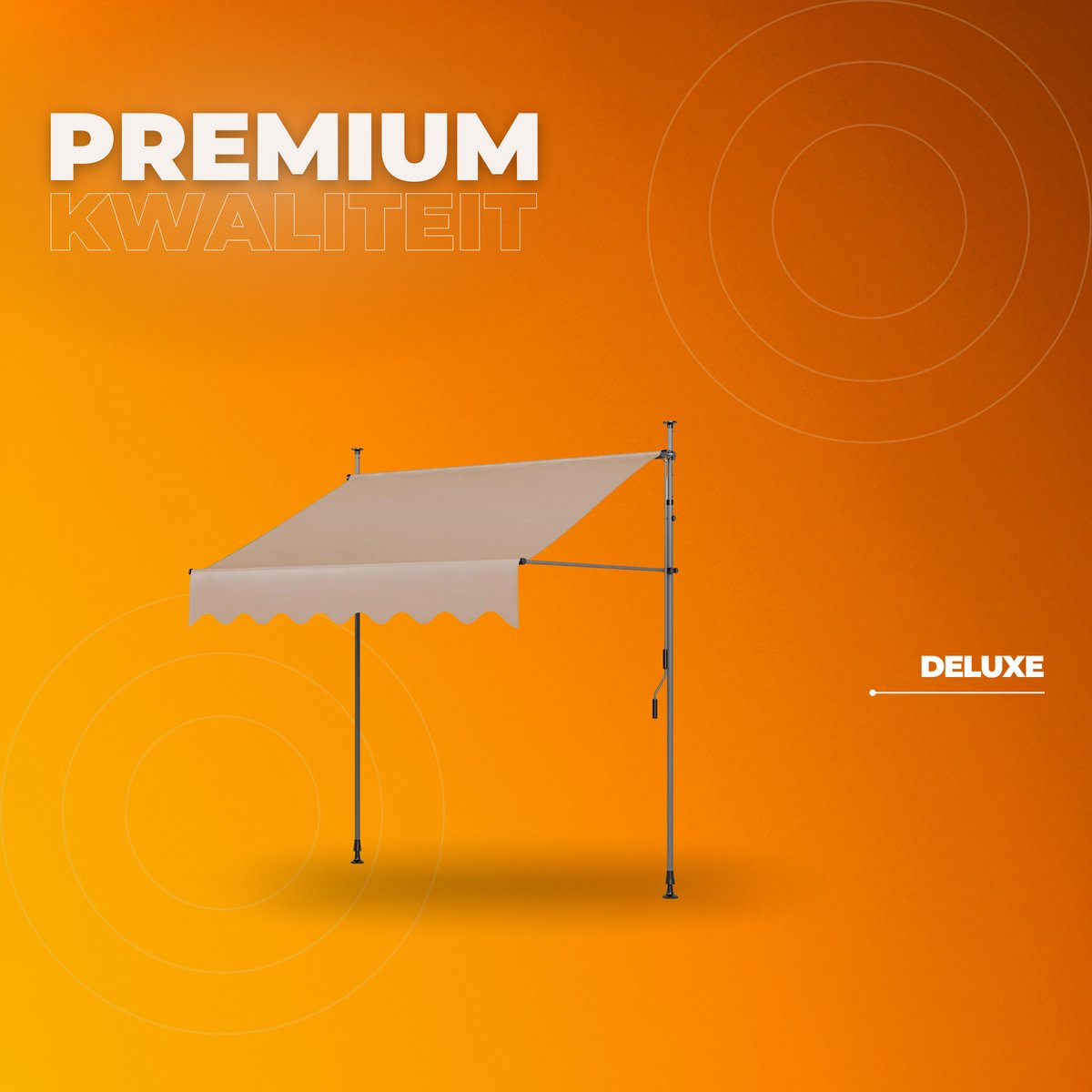 Zonneluifel - 300cm - Ook als balkonluifel - Terras - Knikarmscherm zonnescherm - Uitschuifbaar - PU Coating - In Hoogte Verstelbaar - Beige