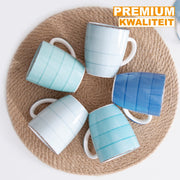 Mizo Mokkenset - 6 stuks - 470ml - Ovaal - Koffiemokken - Melkbeker - Met oor