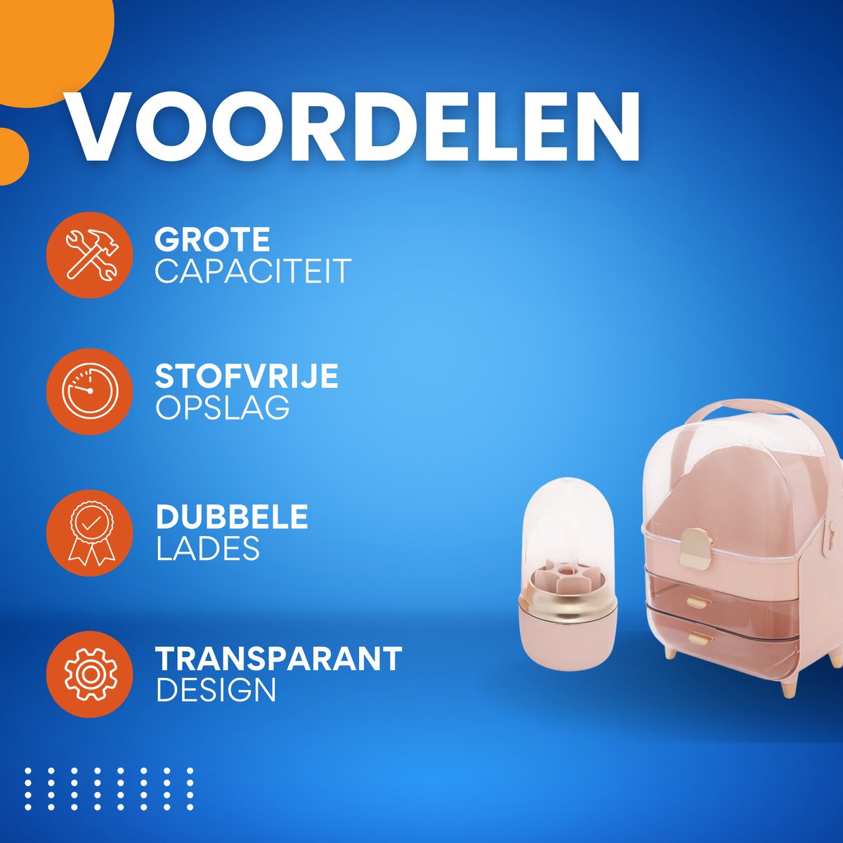 Make-up Organizer - Skincare organizer - Opbergdoos - Sieradendoos - met 2 Lades - Voor Cosmetica & Sieraden op Bureau - Roze