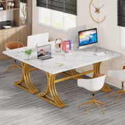 Bureau Aravon - Modern 180cm - Computerbureau Marmerlook - Voor Thuis of Werk
