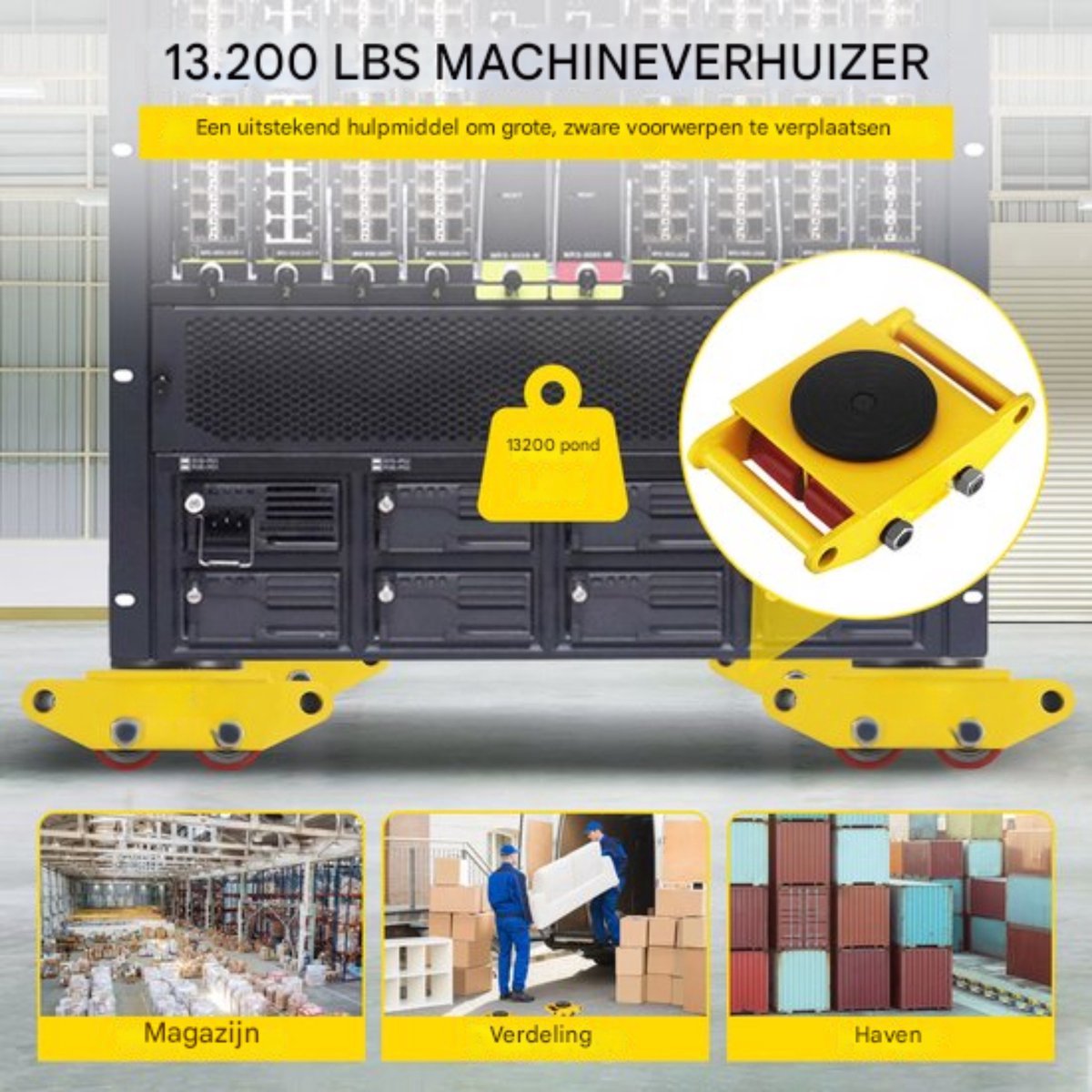 Happyment Transportwielen - Professioneel - Machineverhuizer - 1 Stuk - 360° Rotatie - 6T draaggewicht