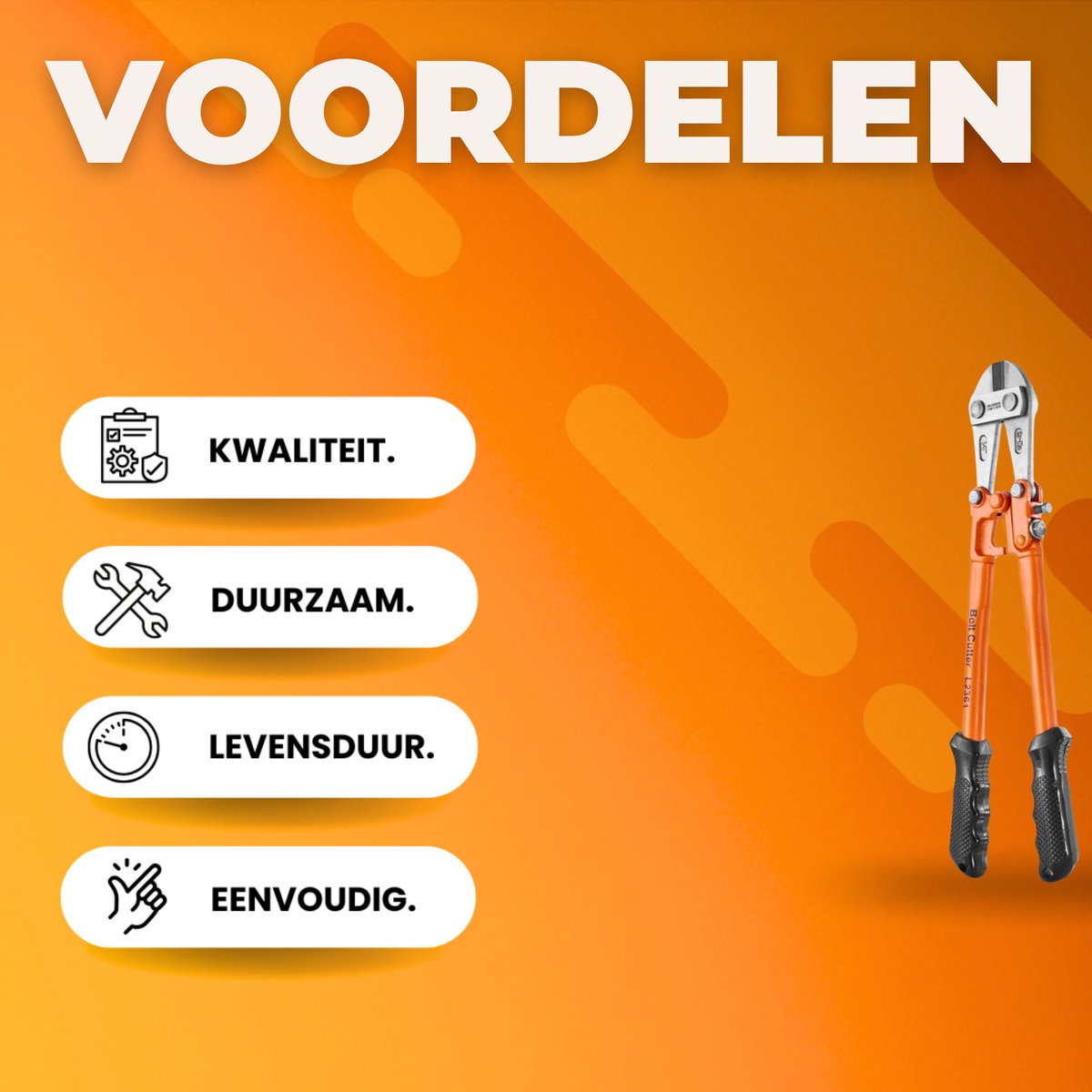 Professionele Betonschaar - Zijkniptang Kettingschaar - Oranje/Zwart - Makkelijk in Gebruik