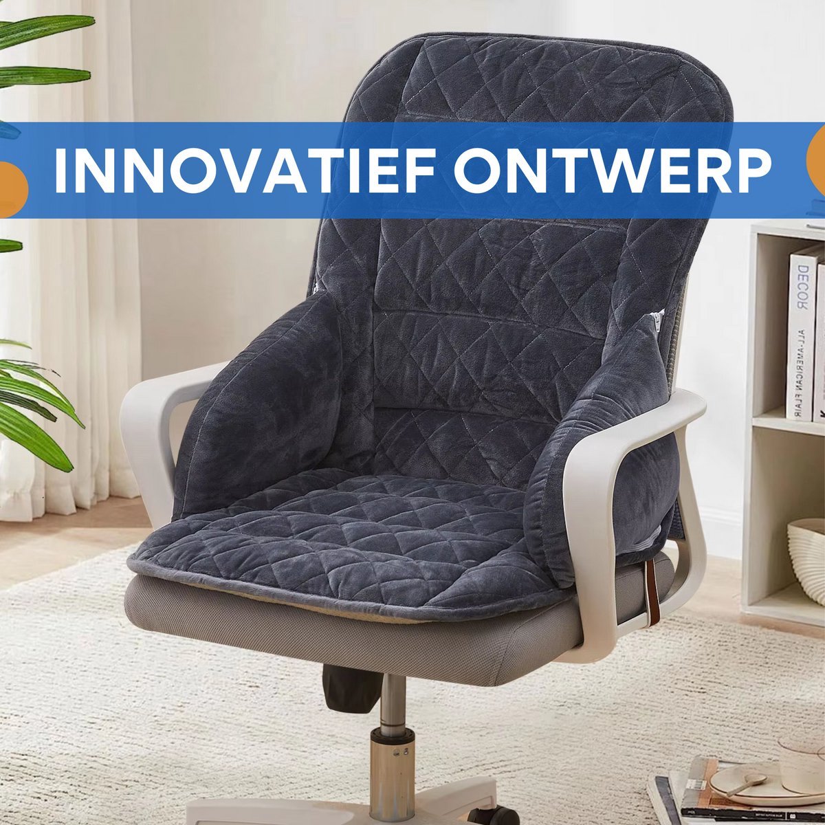 Bureaustoel kussen Tavien - Rugkussen - Ergonomisch - Universeel - Zwart/grijs