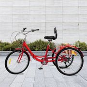 Driewieler Luco - 7 versnellingen - Fiets voor volwassenen en senioren - 24 Inch - Opvouwbare - Verstelbaar - Met mand - Voorrem - Geel