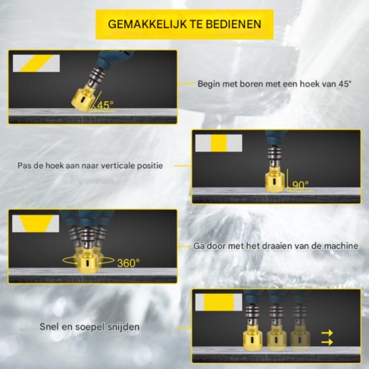 Diamantboorset 8 stuks - Gatenzagen - Tegelboor gatenzaagzet - Dozenboor - Tegelsnijder Accessoire - 20/25/32/35/40/50/60/68mm