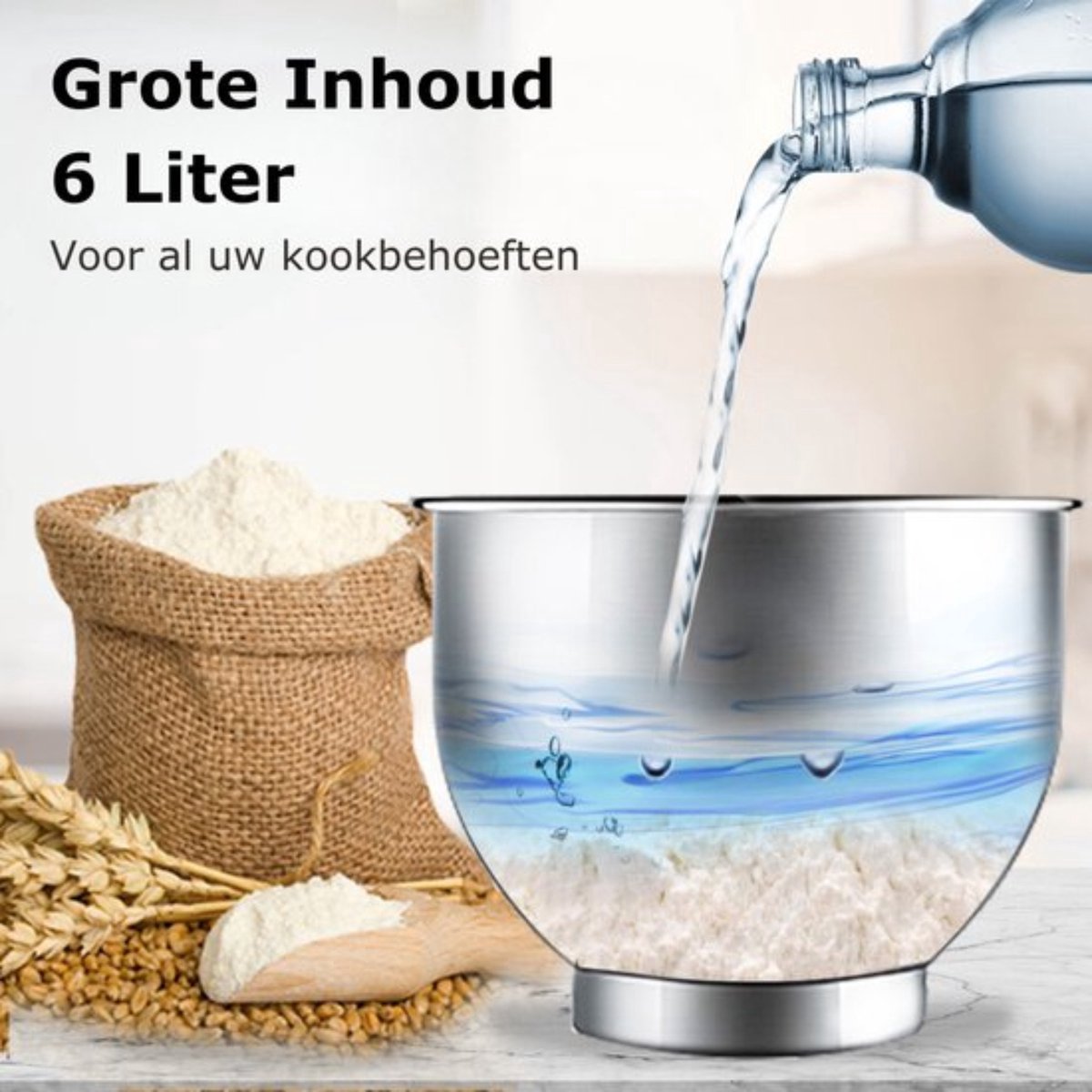 Deegmachine - 6L - Keukenmixer - Kneedmachine - Keukenmachine 4KG RVS - Deegmixer