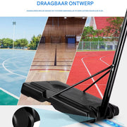 Basketbalpaal - Basketbalstandaard - Basketbalring - Met wielen - In Hoogte Verstelbare Ring - Water- en Zandgevulde Basis - Voor Kinderen en Volwassenen - Buitenshuis gebruik - Wit