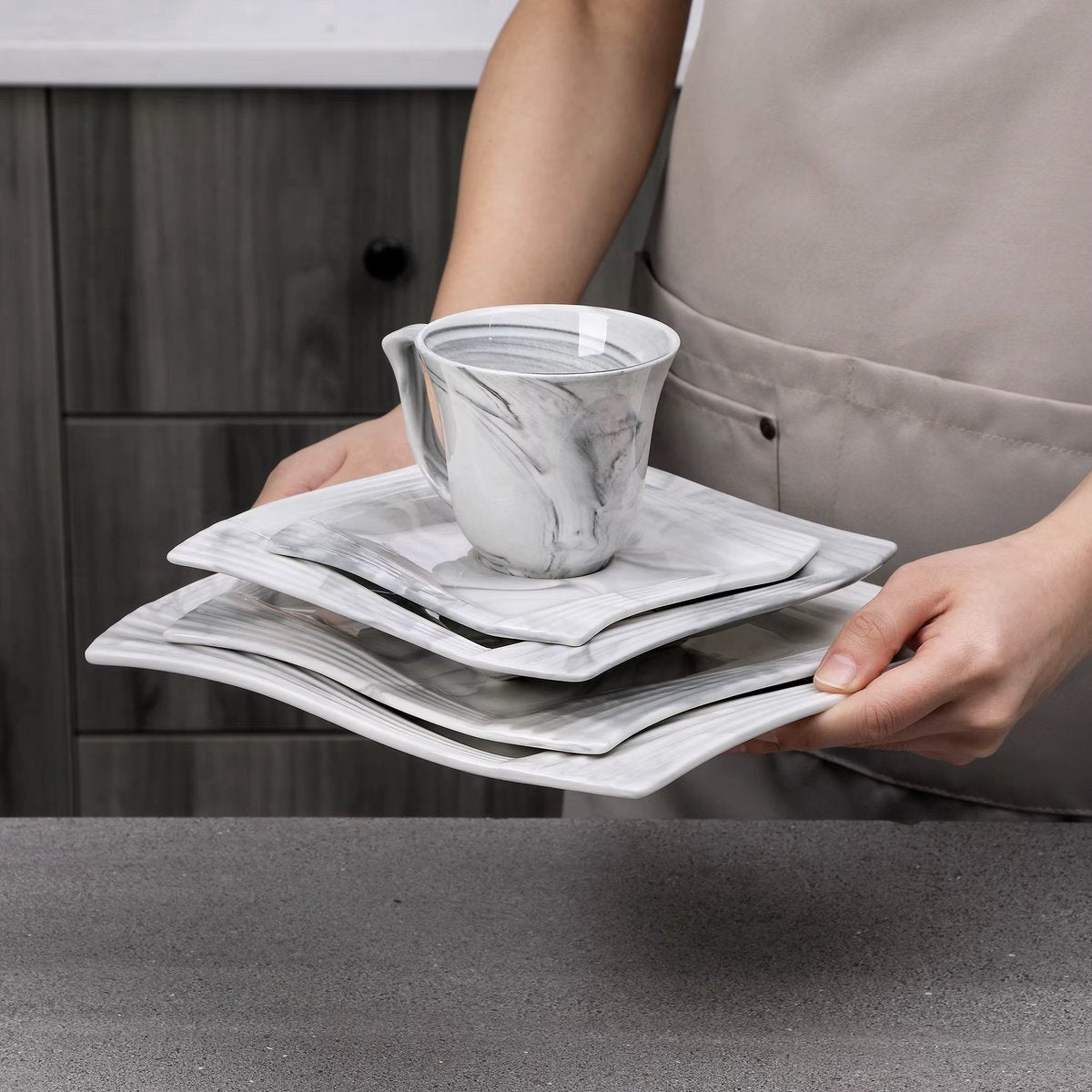 Chateau Bordenset – Dinerborden – 6 persoons – 30 delig – Wit Keramisch – Ontbijtborden – Elegant tafelservies