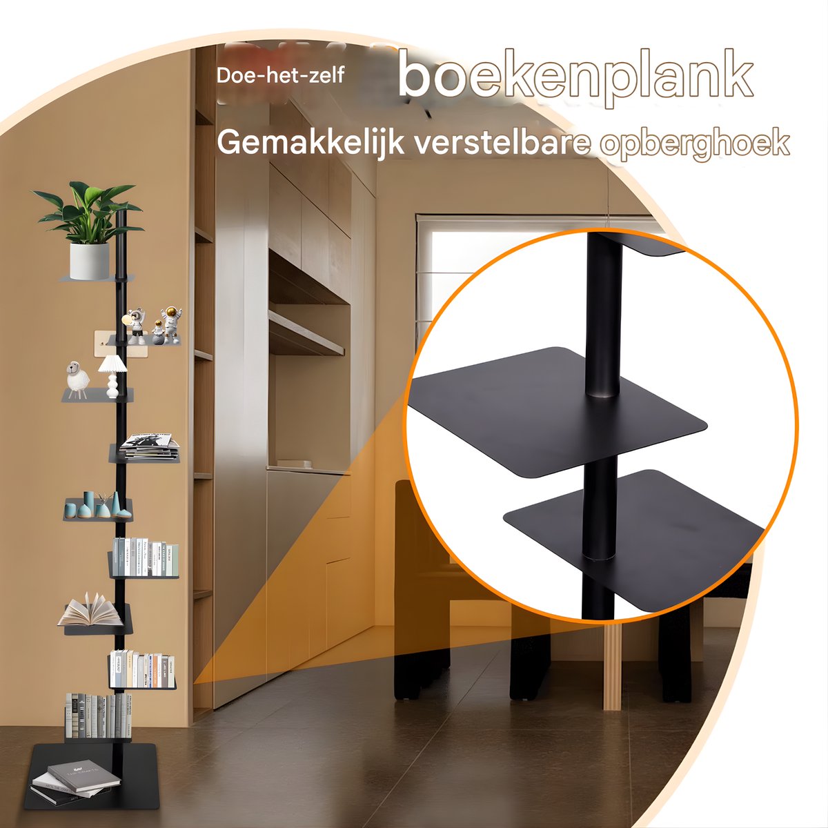 Zwevende boekentoren - Boekenrek voor thuis, kantoor of woonkamer - 9 lagen