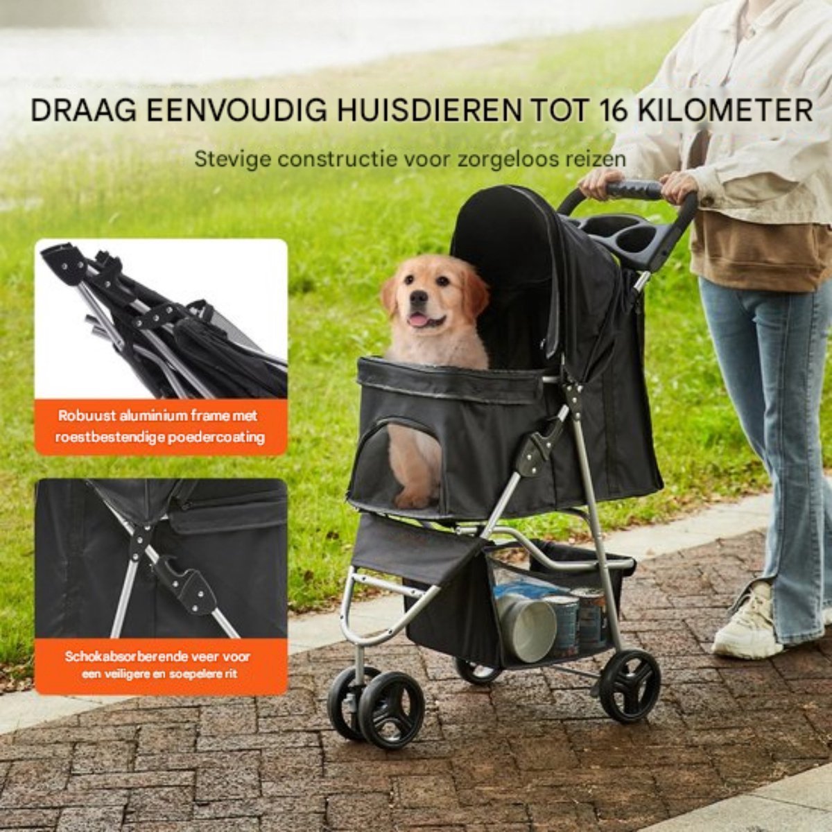 Hondenwandelwagen - Voor honden & katten - Puppy Kinderwagen - Huisdierbuggy - Huisdier