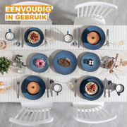 Montario Serviesset - 16 delig - 4 persoons - Sky blauw - Dinerborden - Bordenset - Diepe borden - Ontbijtborden - Servies - Keukenservies