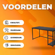 Bureau met open opbergplanken - Multifunctioneel schraagbureau voor thuiskantoor en studiowerkstation - Zwart - 120x60 cm