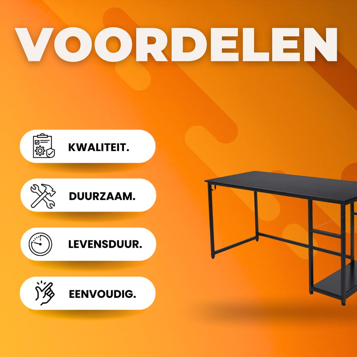 Bureau met open opbergplanken - Multifunctioneel schraagbureau voor thuiskantoor en studiowerkstation - Zwart - 120x60 cm