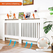 Grandiose Radiatorombouw - 152x92 cm - Ombouw rooster - Horizontale panelen - MDF - Stijlvol - Wit
